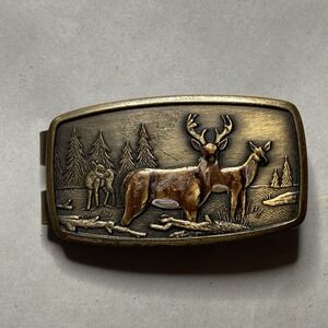 Vintage ANSON ENAMEL DEER MONEY CLIP WITH DOUBLE ACTION SPRING MADE IN THE USA